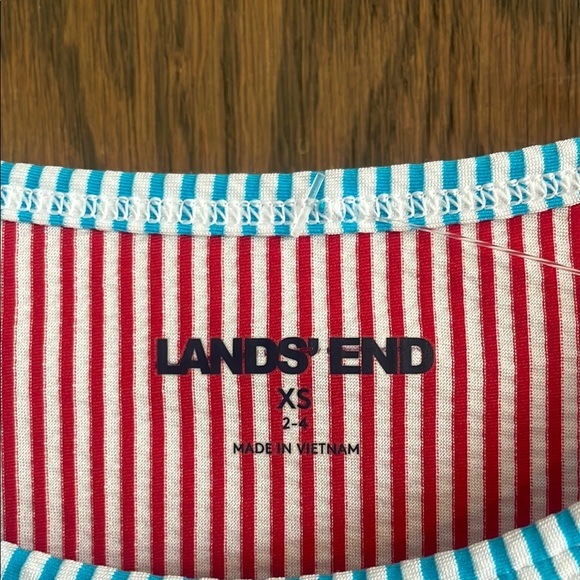 Lands' End Red and White Striped Swim Rash Guard - Picture 2 of 4